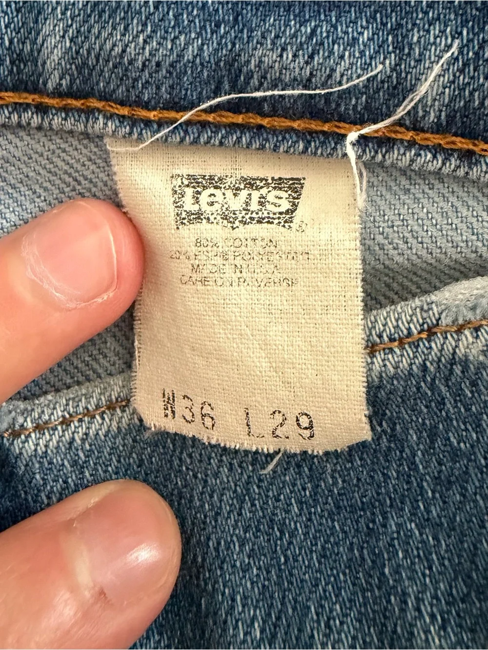 Vintage Levis Action Jeans Mens 36x29 Blue Denim Orange Tab 90's Made In USA